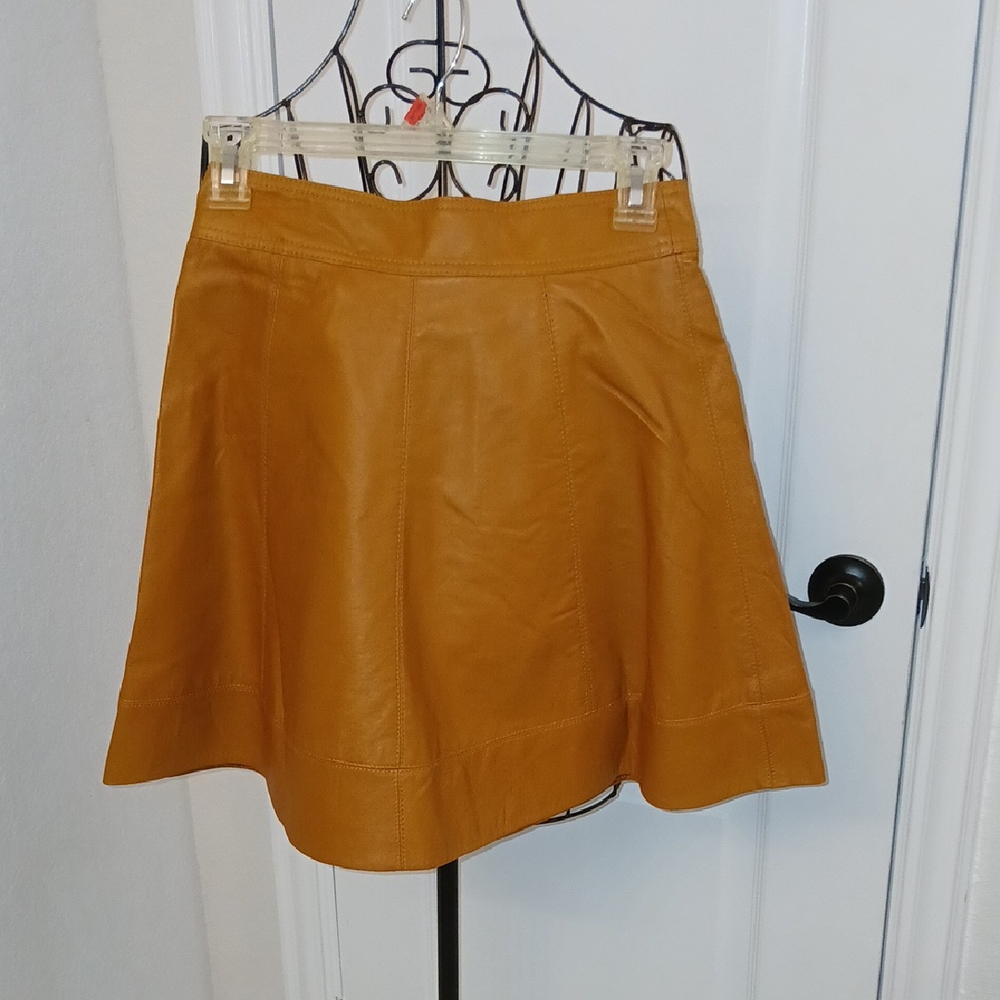 bebe Light Brown Leather Skirt